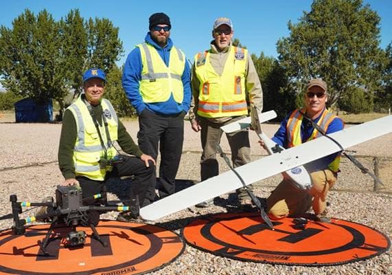 Instructors Joe Cerreta, Anthony Galante, Scott Burgess and David Thirtyacre teach and train Uncrewed Aerial Vehicle students at Embry-Riddle