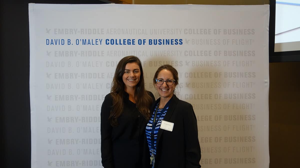 Embry-Riddle student Joan Dwyer (left) with her faculty mentor, Dr. Maria Rickling