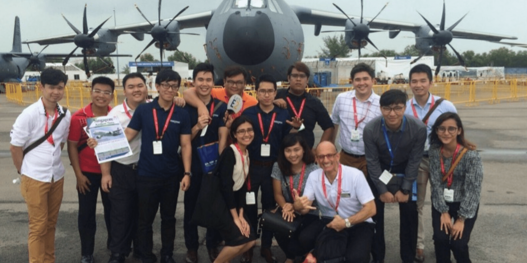 Dr. Michael Santonino and a group of students from Embry-Riddle’s Asia Campus enjoy a visit to an air show. (Photo: Dr. Michael Santonino)