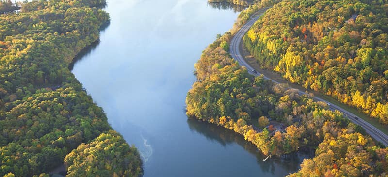 This is an aerial view of the Mississippi River.
