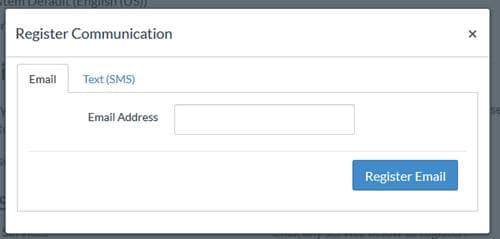 register communication screen