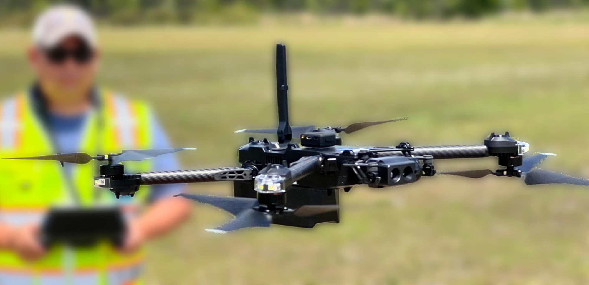 Man flying a quadcopter