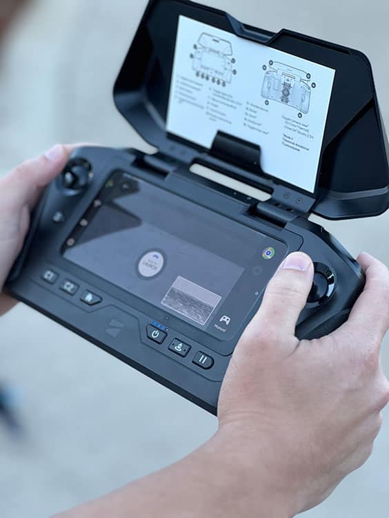 Drone controller in someone's hands